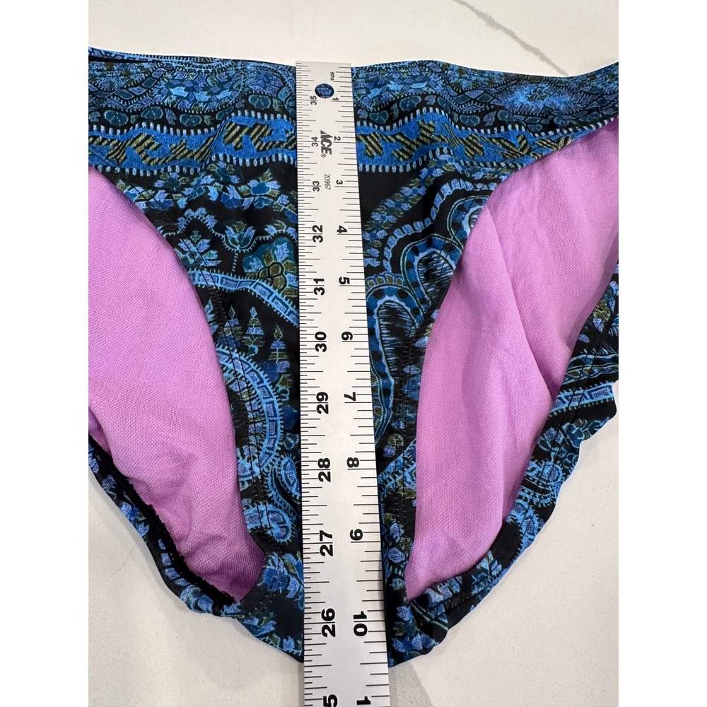 Athleta Tankini Swimsuit Two Piece Set 36 D/DD Large Blue Paisley Halter Mandala - Picture 13 of 16
